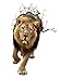Kobwa(TM) 3D Fashion Creative Lion Paint Wall Sculpture PVC Auto-stick Wall Art Stickers with Kobwa's Keyring