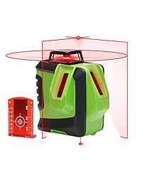 Huepar 622CR   Láser de nivel láser cruzado con puntas de plomo, nivel láser de haz rojo   360 grados horizontal y dos líneas verticales más punto, alineación autonivelada multilínea láser herramienta