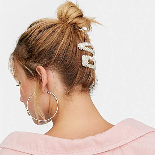 Cubaco Pearls Hair Clips for Girls Women Wedding Bridal,Hair Barrettes Hair Pins 5 Pack Silver Different Shapes Clip Hair Styling Tools Accessories for Women Gifts - Thumbnail 4