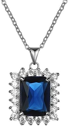 KIVN Fashion Jewelry Royal Blue Sapphire CZ Cubic Zirconia Bridal Wedding Pendant Necklaces for Women(Sapphire)