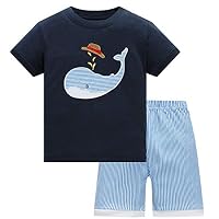 ZFBOZS Boys Pajamas 4T Kids Clothes Summer Shorts for Toddler Cotton PJs Whale Sleepwear