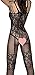 Lingerie for Women Crotchless Fishnet Bodystocking, Stretch Mesh Sexy Bodysuit Black