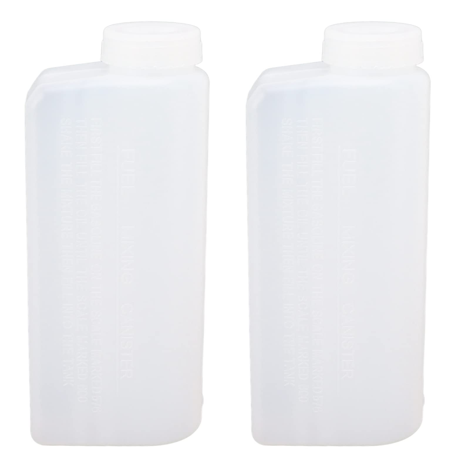 Keshow 2Pcs 600ml 2-Stroke Oil Petrol Fuel Mix Bottle for Chainsaws, Ironworking Machines - Plastic, Reusable, Slim Neck Bottle