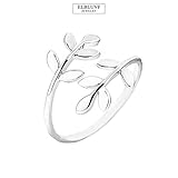 ELBLUVF 18k Stainless Steel Silver Rose gold Plated Leaves Leaf Laurel Adjustable Branch Ring Jewelry