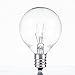 Pack of 25 Glass Globe Light Bulbs – Clear G40 size with Candelabra Screw Base – Incandescent Replacement Bulbs. C7 / E12 base
