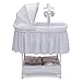 Simmons Kids Gliding Bedside Bassinet - Portable Crib with Activity Mobile Arm Featuring Spinning Toys, Vibration, Nightlight and Music, Peacock