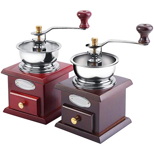 Raguso 2Colors Kaffeemühle Holz- und Edelstahl-sichere Mehrzweck-Handkaffeemühle für die Wohnküche(Mahagoniimitation)