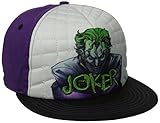 DC Comics Men's Joker Sublimation Print Quilted Adjustable Flat Brim, White, One Size