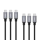 AUKEY USB C to USB C Cable, Type C Cable Braided Nylon (3-Pack 3.3ft/1m) for MacBook Pro, Nintendo Switch, Nexus 6P 5X, Google Pixel and More