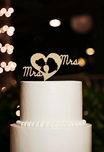 Lesbian Wedding Cake Toppers Mrs and Mrs Rustic Silhouette Wedding Topper