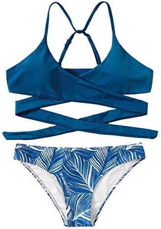 palm random print bikini set