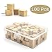eZAKKA Wood Push Pins 100Pieces Square Wooden Thumb Tacks Decorative for Cork Boards Map Photos Calendar with Box