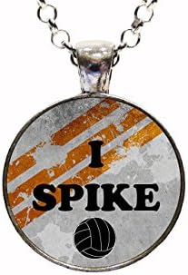 Digital Art Sports Volleyball I Spike Pendant Necklace Or Keychain College Sports High School Sports Team Sports Olympic Sport Coach Gift