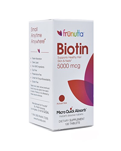 Frunutta Biotin Under The Tongue Sublingual Tablets - Biotin 5000 mcg Micro Quick Absorb Instant Dissolve Tablets for Healthy Hair and Nail Growth-3 Month Supply