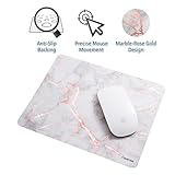 Insten Shiny Marble Mouse Pad - White/Rose Gold Marble, Premium Ultra Slim Hard Plastic, Silky Smooth & Super Light w/Anti Slip Backing, Rectangle Mat for Desktops, PC & Laptops - 9.45