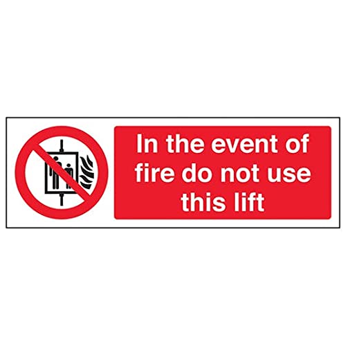 V Safety Eco Friendly Prohibition Machinery - In The Event Of Fire Do Not Use This Lift - 300 X 100mm