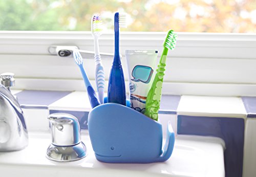 j-me Toothbrush Caddy - Wilson Whale - (Blue) Non Slip Bathroom Tidy Will Help Free up Space Around Your Sink