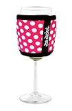 Joe Jacket Wine Glass Insulator, Neoprene Sleeve, Drink Holder - Pink Polka Dot (many colors avail.)