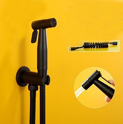 Stainless Steel 304 Toilet Bidet Baby Cloth Diaper Sprayer Round Wall Elbow,Black PP SUS Hose