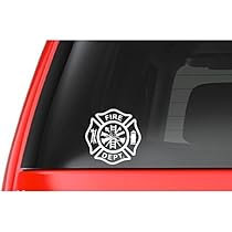 Fire Department Logo Vinyl Decal - 4 Inch Firefighter Sticker For Car Windows