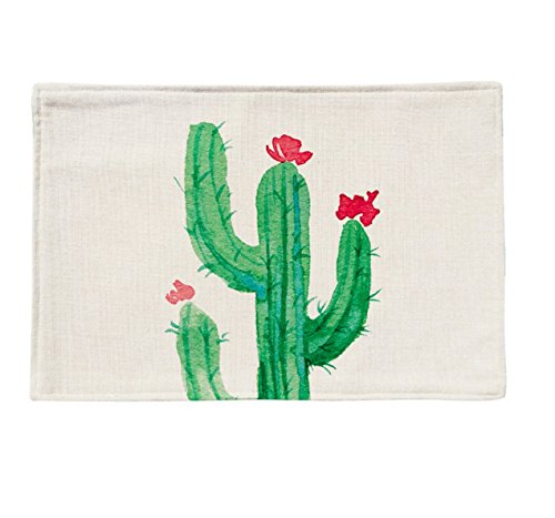 Placemat Ttopper Table Mat Washable Cactus Pattern Placemat Cotton Linen Table Mats Set of 4