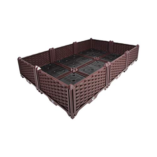 BAOYOUNI Rectangular Raised Garden Bed Kit Indoor Outdoor Plastic Planter Grow Box for Fresh Vegetables, Herbs, Flowers & Succulents, Brown, 46.06” x 30.7” x 8.66”