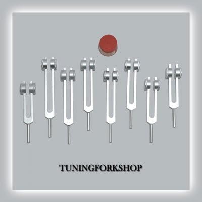 Tuningforkshop 8 Pc Harmonic Spectrum Weighted Tuning Fork for Healing with Activator & Pouch
