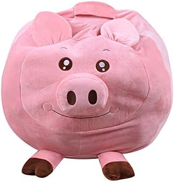 Children Toys,Dartphew 1Pcs [ Kids Stuffed Animal Plush Toy Storage Bean Bag ] - Soft Pouch Animal Fabric Chair - Great Gift - Big size Washable Durable Cotton(Size:35x25x5CM) (Pig)