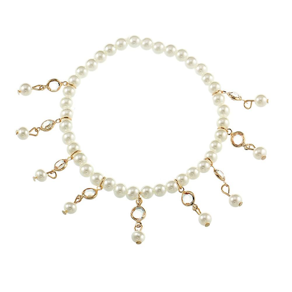 Wedity Boho Pearl Pendant Anklets Elastic Handmade Bead Anklet Bracelets Summer Accessories Beach Foot Jewelry for Women and Girls