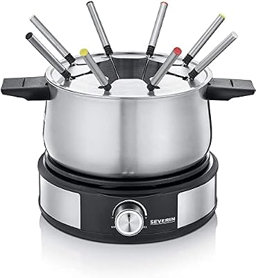 Combinação de fondue e crepe maker 1500 W. Panela removível em aço inoxidável com min. / max marca Stainless Steel/Preto. FO 2471