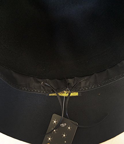 Bienvenu Women's Wide Brim Wool Ribbon Band Floppy Hat Black