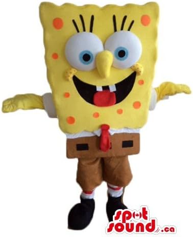 SPOTSOUND Yellow Orange Sponge Bob Cartoon Character Mascot US Costume