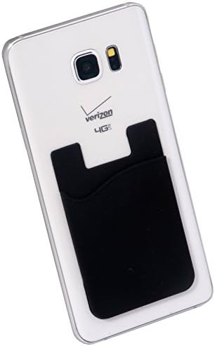 Credit Card Holder for iPhone Smart Phone Stick-On Wallet - Strong 3M Adhesive - Universal Size fits most Phones (including iPhone 5,6,7 Samsung Galaxy S6, S7, S8) Non-Slip Silicone offers Extra Grip
