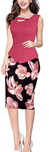 VENFLON® Women's Summer Floral Print Printed Sleeveless Business Pencil Dress 0007-MF