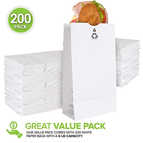 Stock Your Home 6 Lb White Paper Bags (200 Count) Eco Friendly White