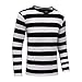 OThread & Co. Men's Long Sleeve Striped T-Shirt Basic Crew Neck Shirts (Small, Black&White)
