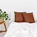 INSPIRED IVORY 18 x 18” Faux Leather Throw Pillow Covers - Set of 2 in Brown Tan - Strong Zippers, Double-Stitched, Vegan - Suits Cognac, Farmhouse, Modern - Tullulah Collection Decorative Cases