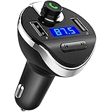 Jarlink Bluetooth FM Transmitter, Wireless In-Car FM Transmitter Stereo Radio Adapter Car Kit with 2 USB Car Chargers, Hands Free Calling for iPhone Samsung Android, ect