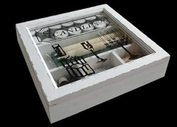 Amazon.de: Kerzenbox "Candle" Box aus Holz im Used-Look mit Glasdeckel