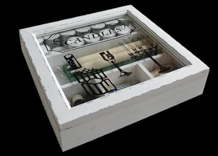 Amazon.de: Kerzenbox "Candle" Box aus Holz im Used-Look mit Glasdeckel