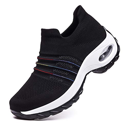 DierCosy Nursing Shoes for Women Black Slip on Womens Walking Shoes Comfortable Nurse Work Shoes