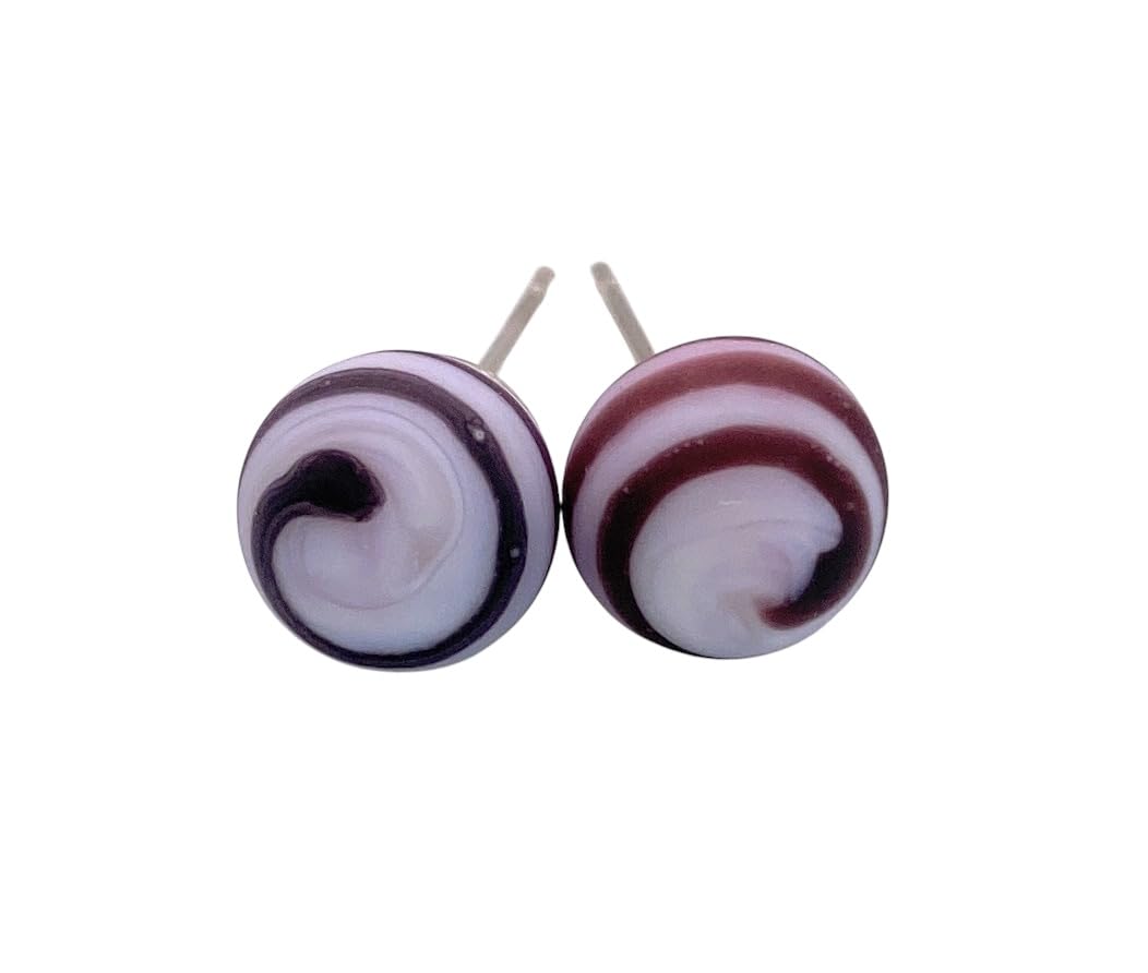 Murano Glass Jewellery Murano Glass Earrings Dainty 0.7cm in Diameter & Silver Plated - Includes Gift Box & Certificate of Authenticity
