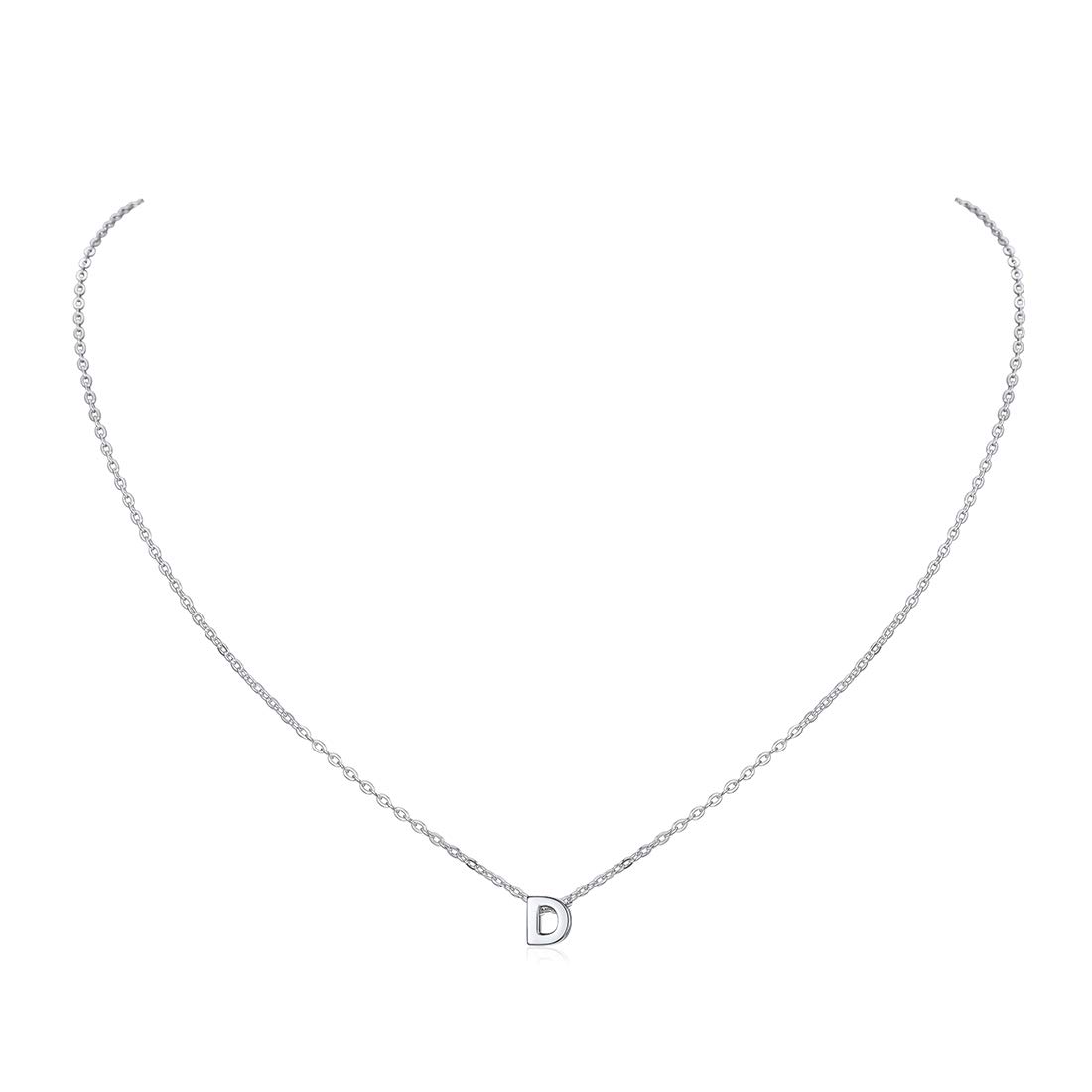 925 Silver Necklace Womens Shiny Silver Initial D Charm Necklaces Personalized Names Jewellery Gifts for Daughter