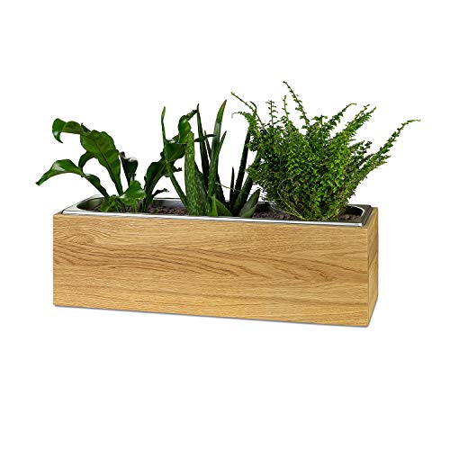 GREENHAUS Pflanzkasten Eiche 54x18x16 cm Massivholz und Handarbeit aus Deutschland Blumenkasten Kräuterbox Holz Deko – Bild 7
