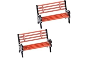 WENTOENAPP 2 Pcs Brown Miniature Park Bench Set, Mini Park Street Seats Bench Chairs Kit Dollhouse Furniture Accessories for Fairy Garden Decor