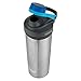 Contigo Shake & Go Fit Stainless Steel Shaker Bottle, Vacuum-Insulated Gym Water Bottle with Whisk, 24oz Protein Blender, Carolina Blue
