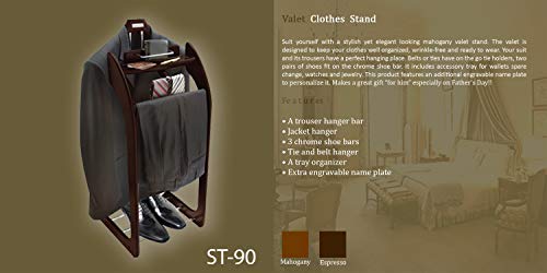 Smartek Mahogany Hardwood Clothes Valet Stand