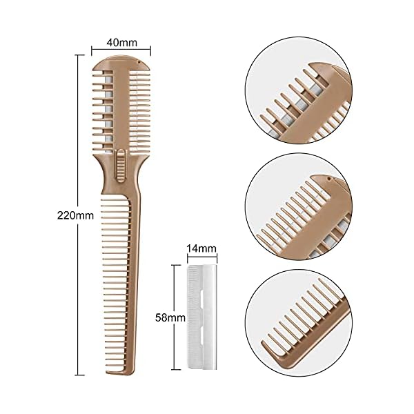 SLKIJDHFB-2-Pieces-Hair-Cutter-Comb-Double-Sided-Hair-Razor-Comb-Hair-Thinning-Cutting-Comb-Hair-Styling-Razor-Scissor-Combs-with-10-Pieces-Stainless-Steel-Blade-Replacement-for-Hair-Thinning-Cutting- LENNI 2 Pieces Hair Cutter Comb Double Sided Hair Razor Comb Hair Thinning Cutting Comb Hair Styling Razor Scissor Combs…