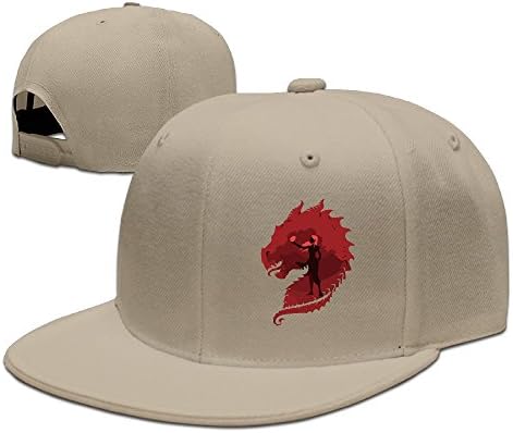 Fashion Red Dragon Girl Symbol Flat Baseball Hiphop Cap Natural