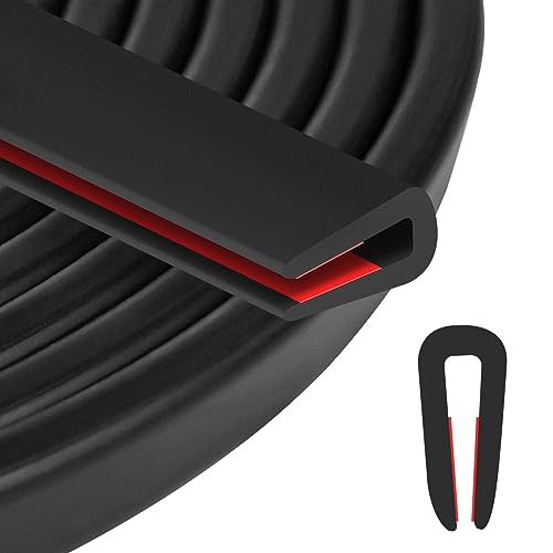 Photo 1 of ToLanbbt Rubber Edge Trim U Channel, Self Adhesive Sheet Metal Edge Guard Protector, EPDM Seal Strip for Car Doors, Steel Plates, Glass, Hatches, Table Corners, Fit 1/8"(3.2mm), 10Ft, Black